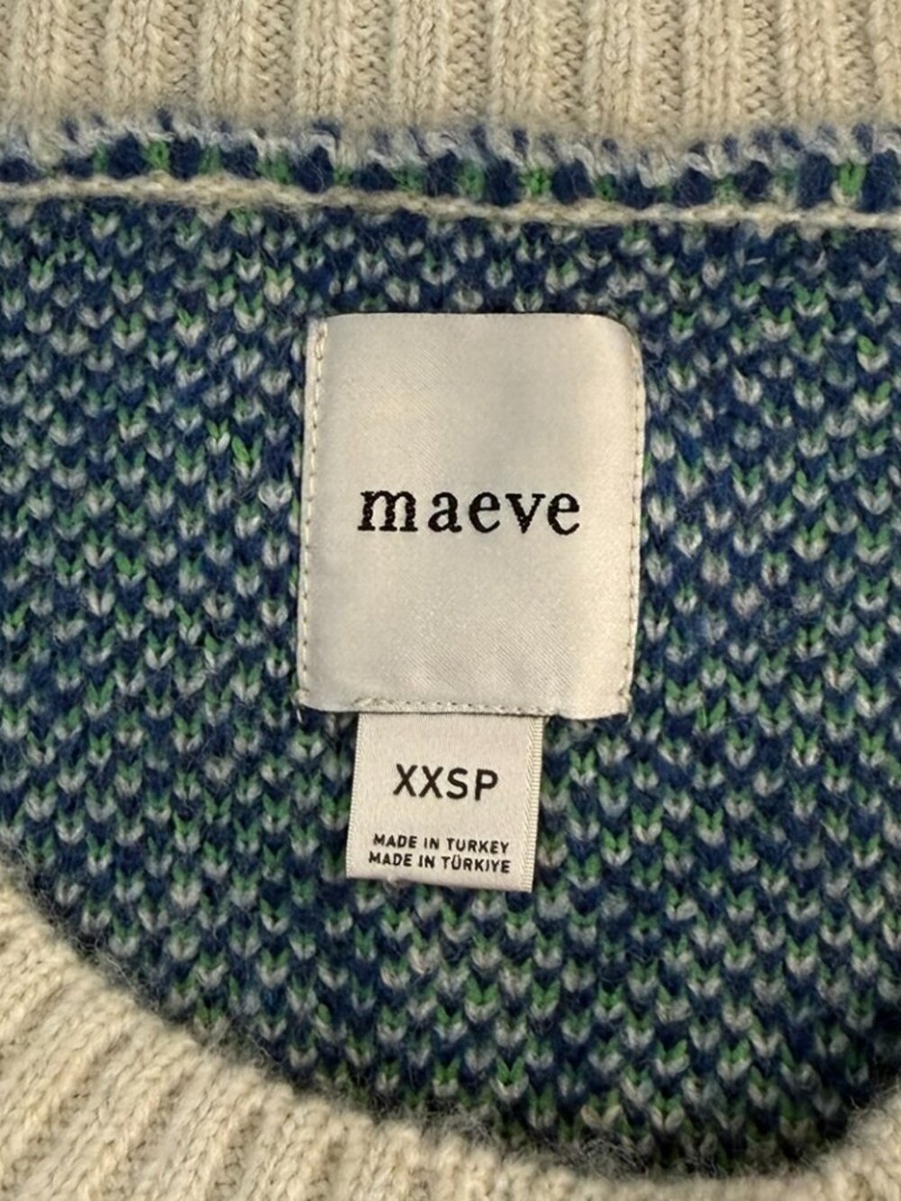 Maeve Anthropologie Pop Floral Cardigan Blue Ivory Knit Sweater XXSP - Picture 6 of 9